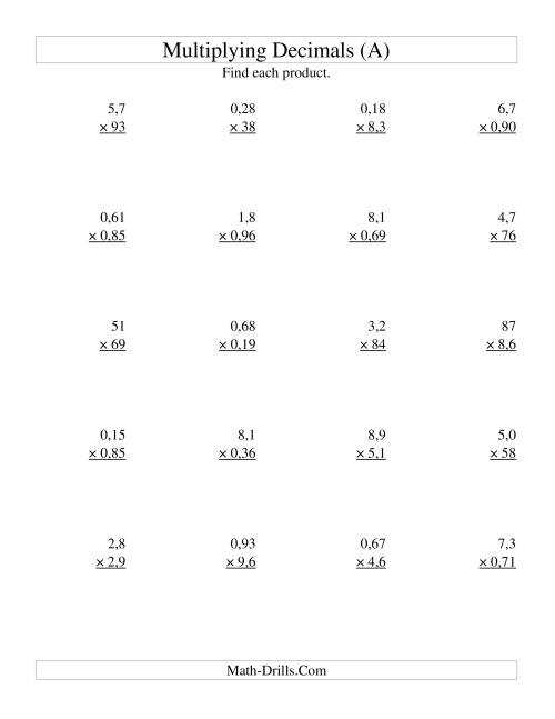 5th grade math multiplication worksheets