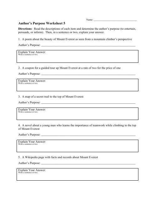 5th grade point of view worksheets