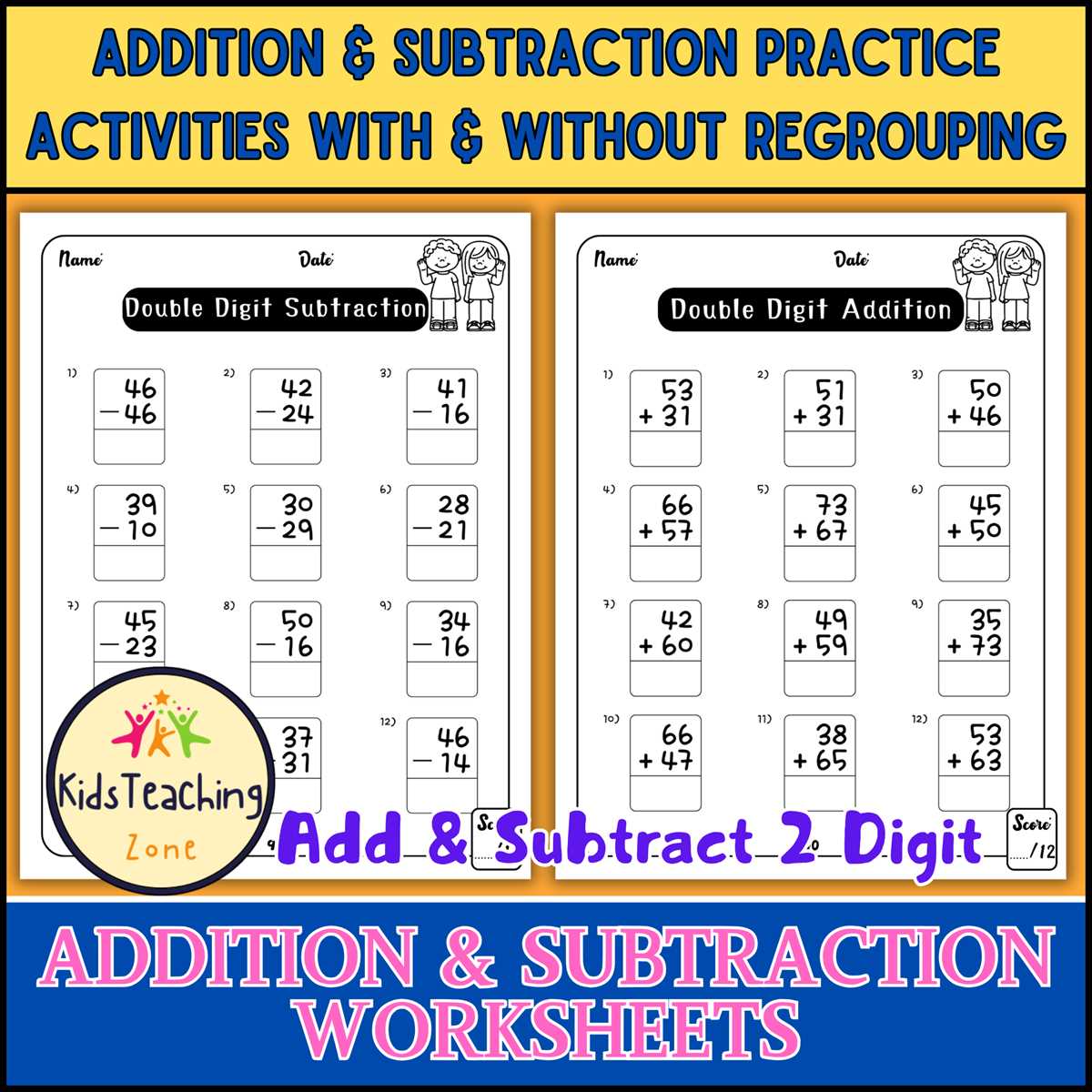 6 digit addition and subtraction worksheets with regrouping