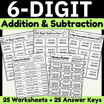 6 digit addition and subtraction worksheets with regrouping