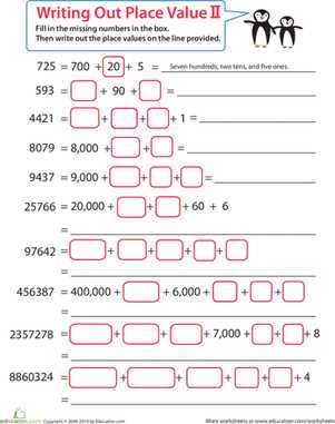 6 digit expanded form worksheets
