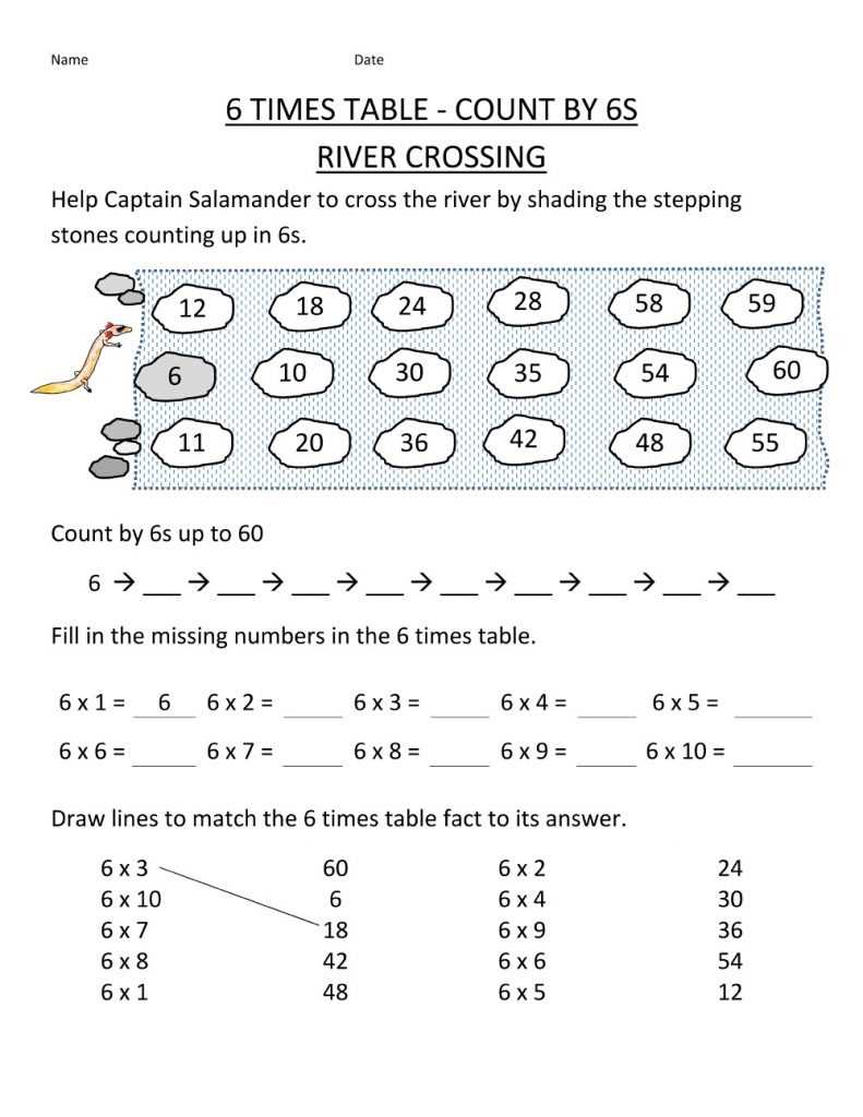 6 multiplication worksheets