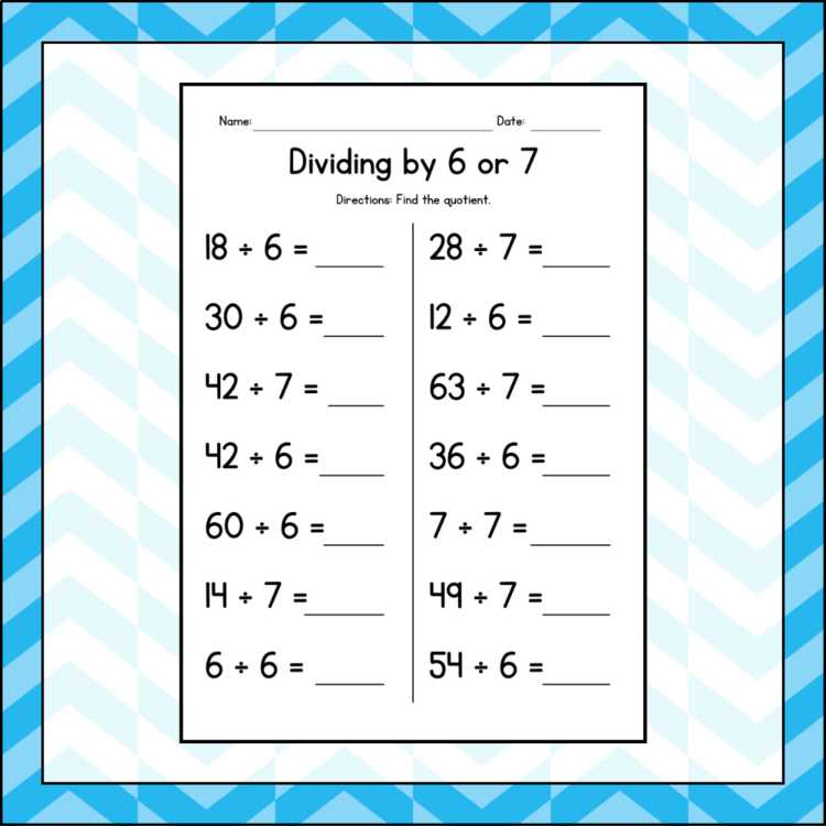 6 division worksheet