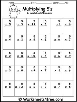 6 multiplication facts worksheets