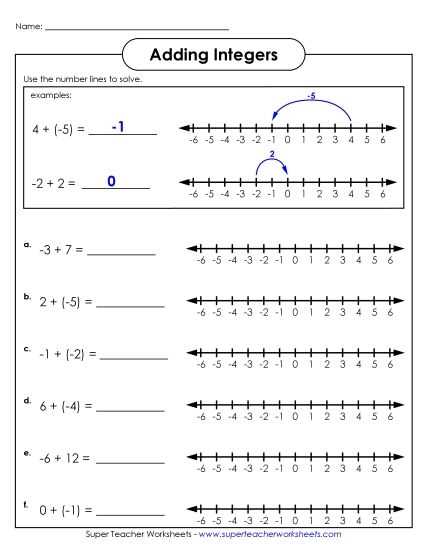6th grade adding and subtracting integers worksheet