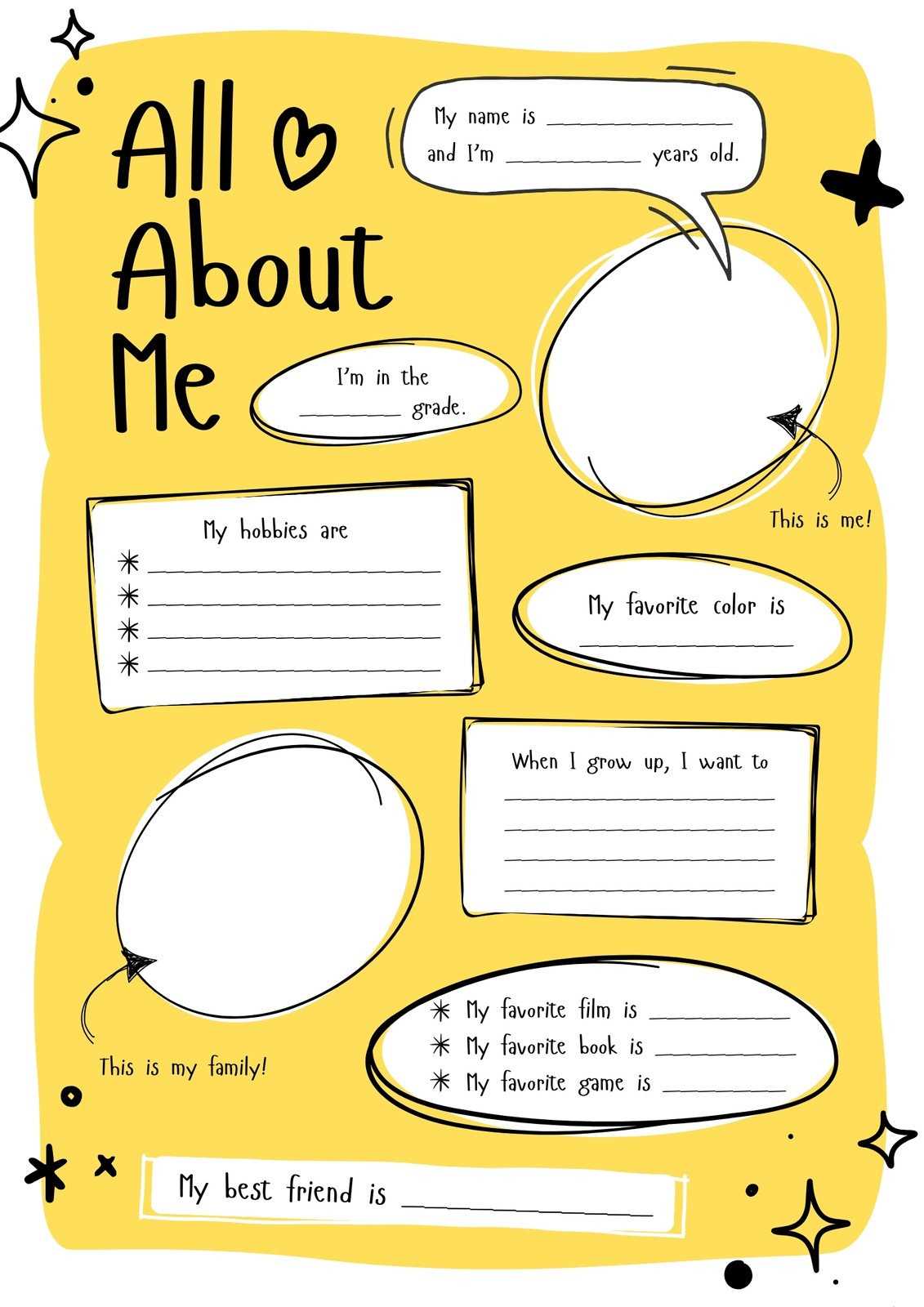 6th grade all about me worksheet
