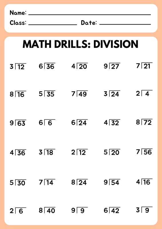 6th grade division worksheets