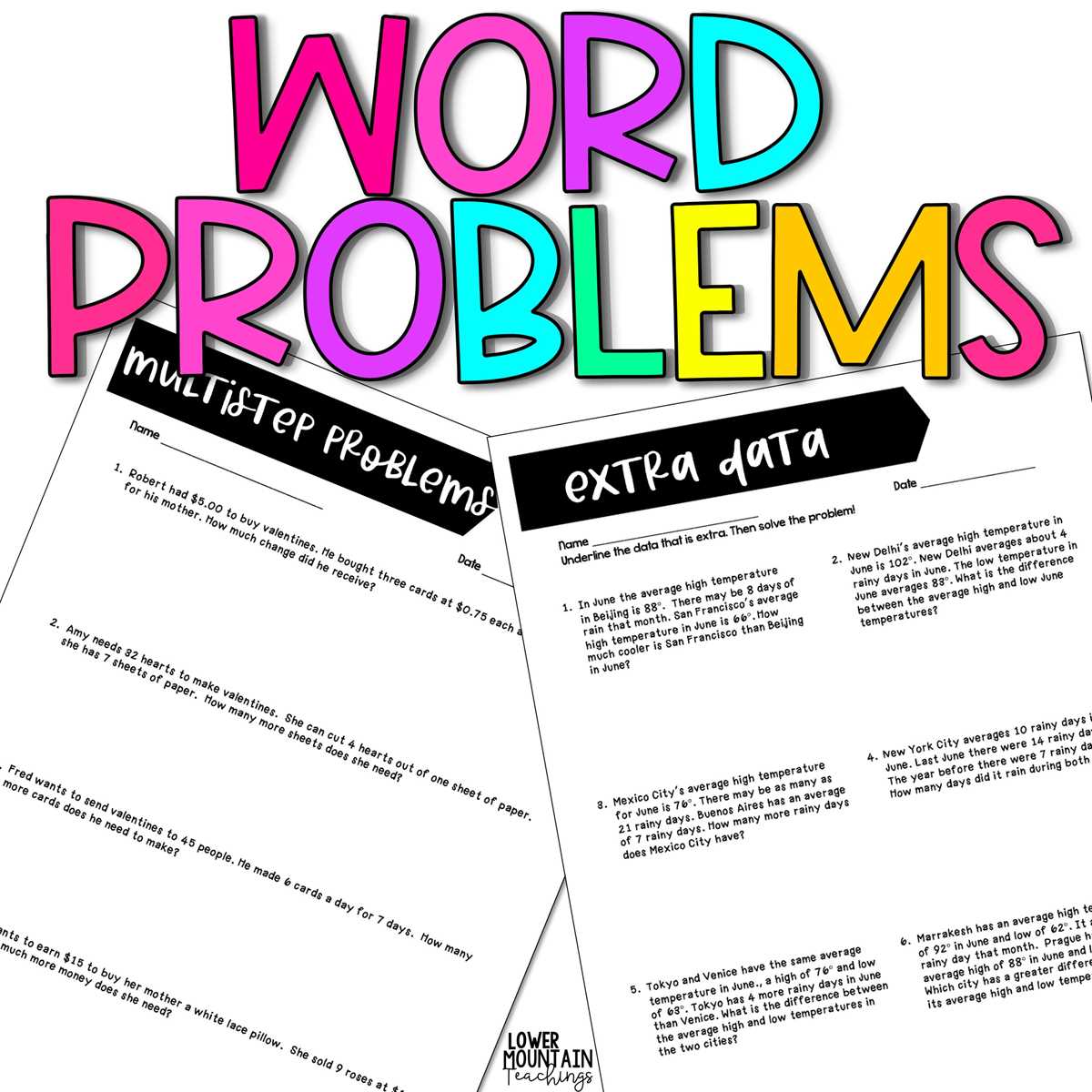 6th grade multi step word problems worksheets