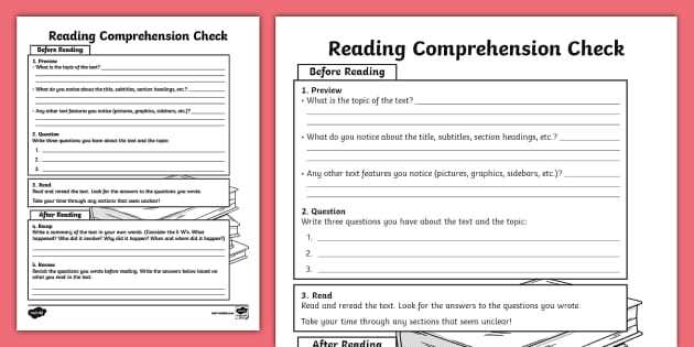 6th grade reading comprehension worksheet