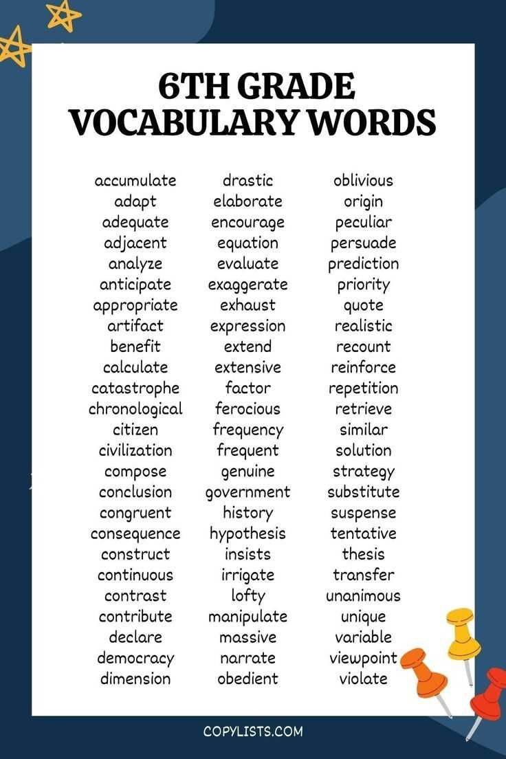 6th grade vocabulary worksheets