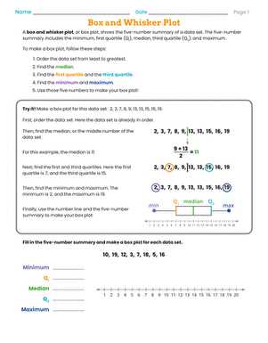 6th grade box plot worksheets