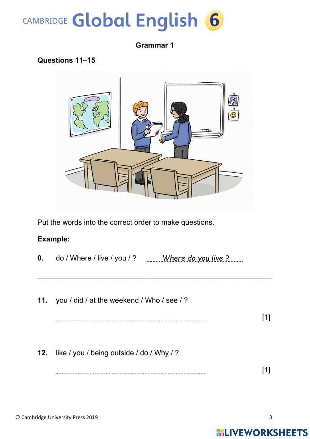 6th grade english worksheet