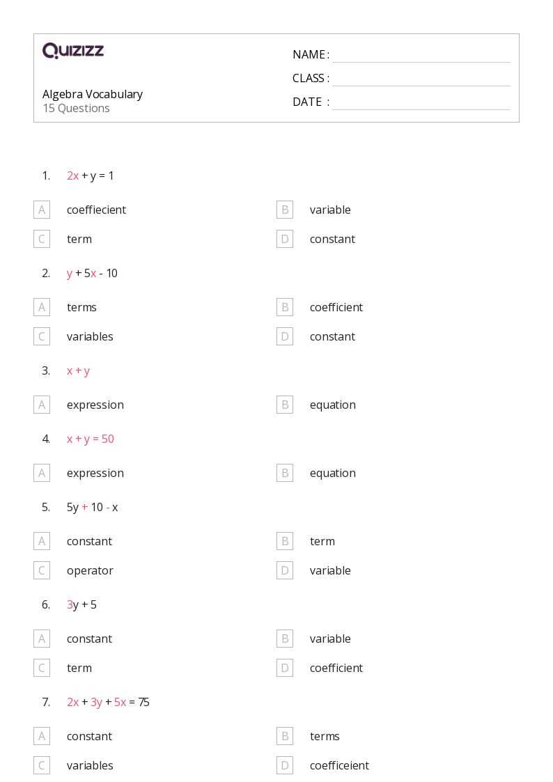 7th grade pre algebra worksheets