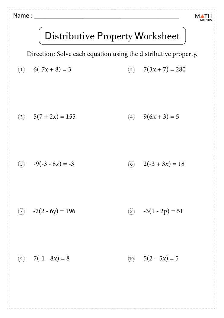 7th grade distributive property word problems worksheet