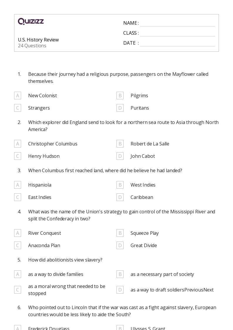 7th grade review worksheets