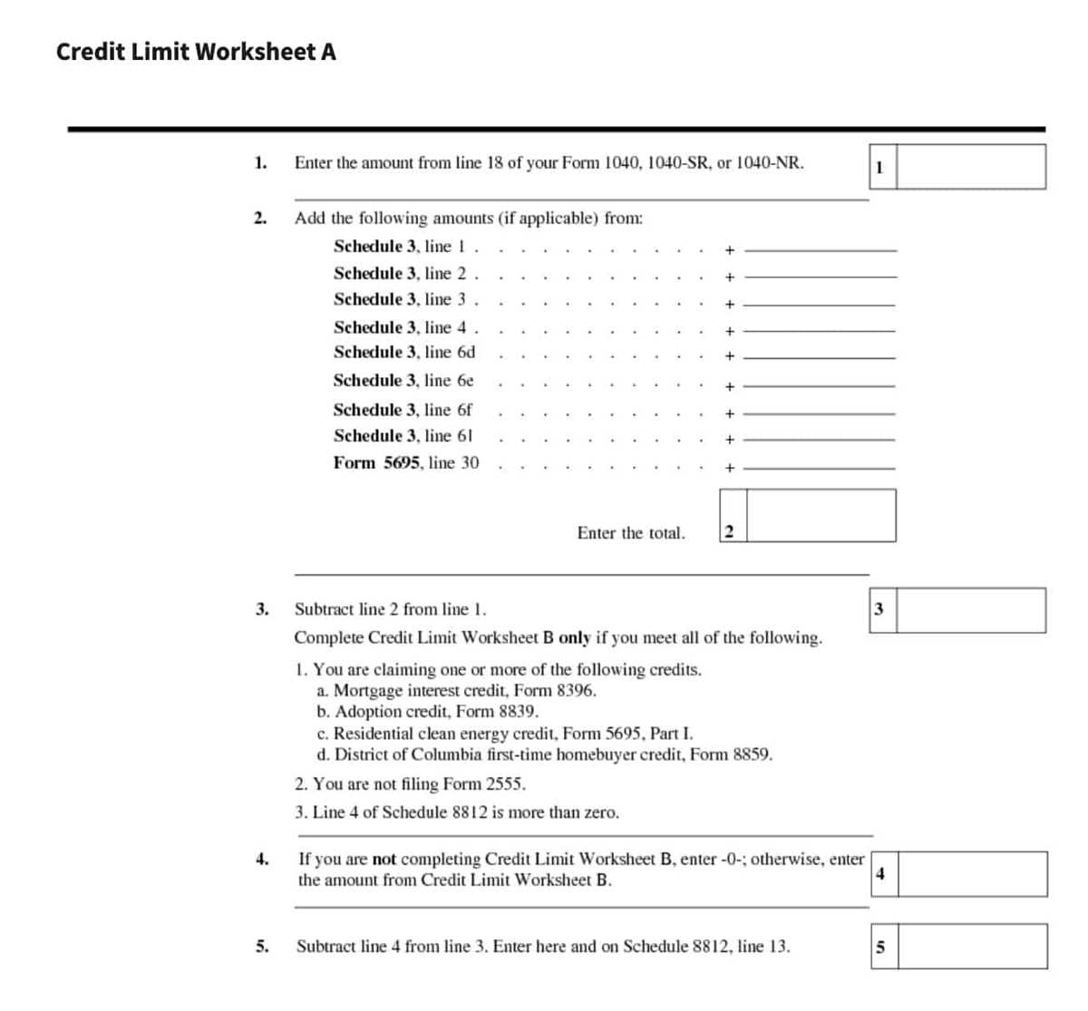 8880 credit limit worksheet
