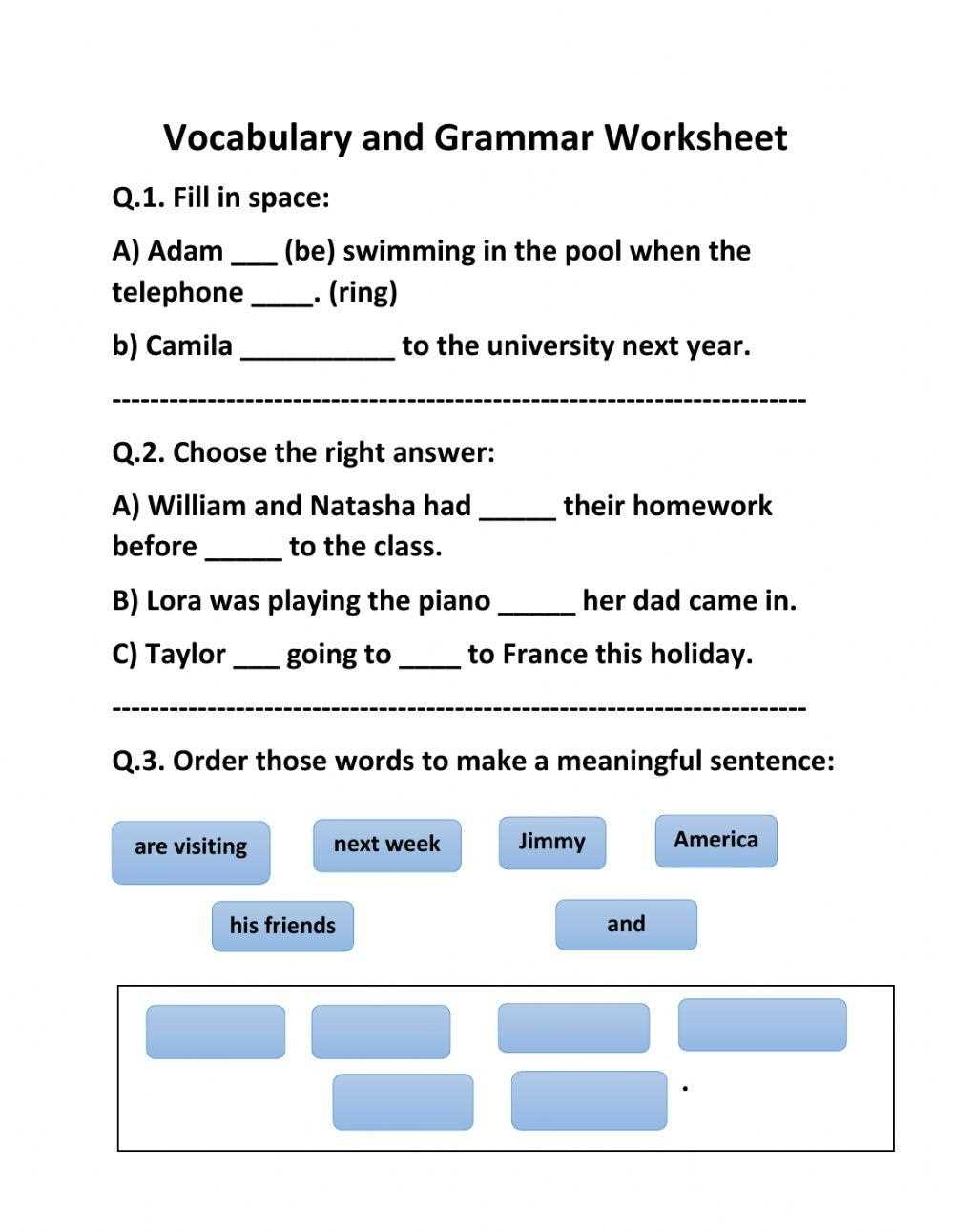 8th english worksheets