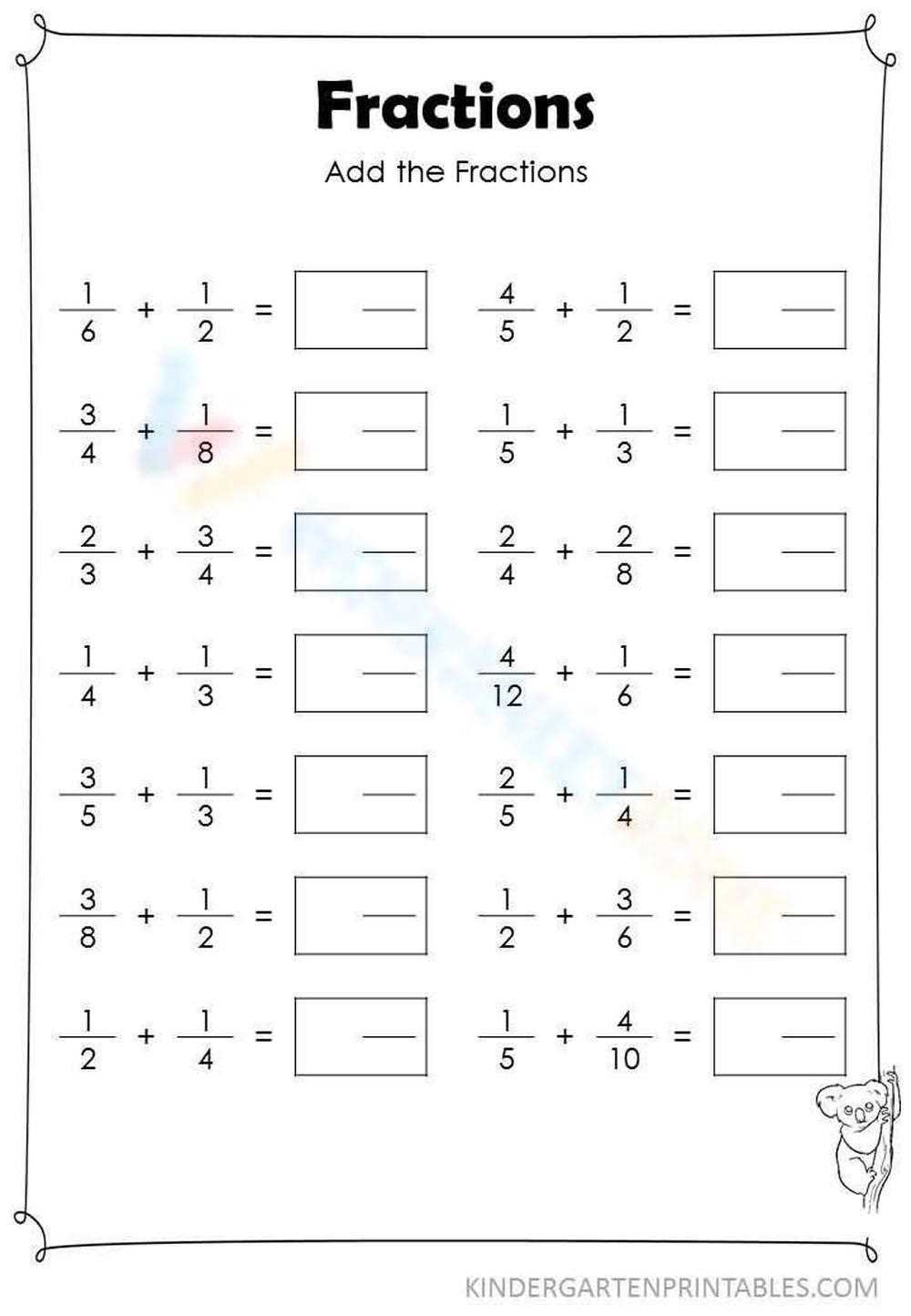 8th grade fractions worksheets