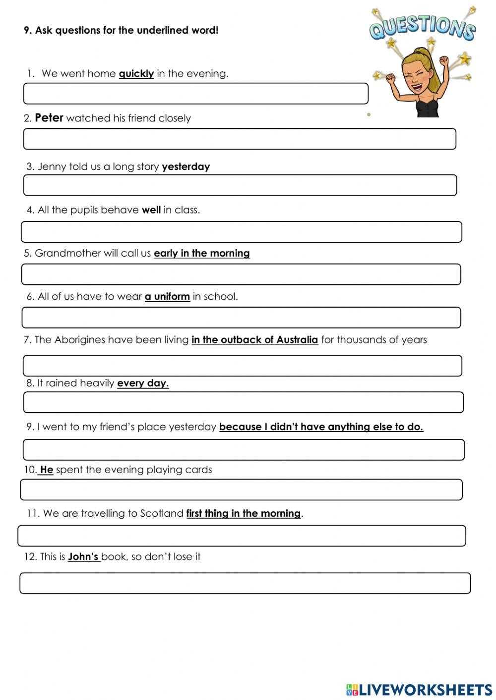 9 11 questions worksheet