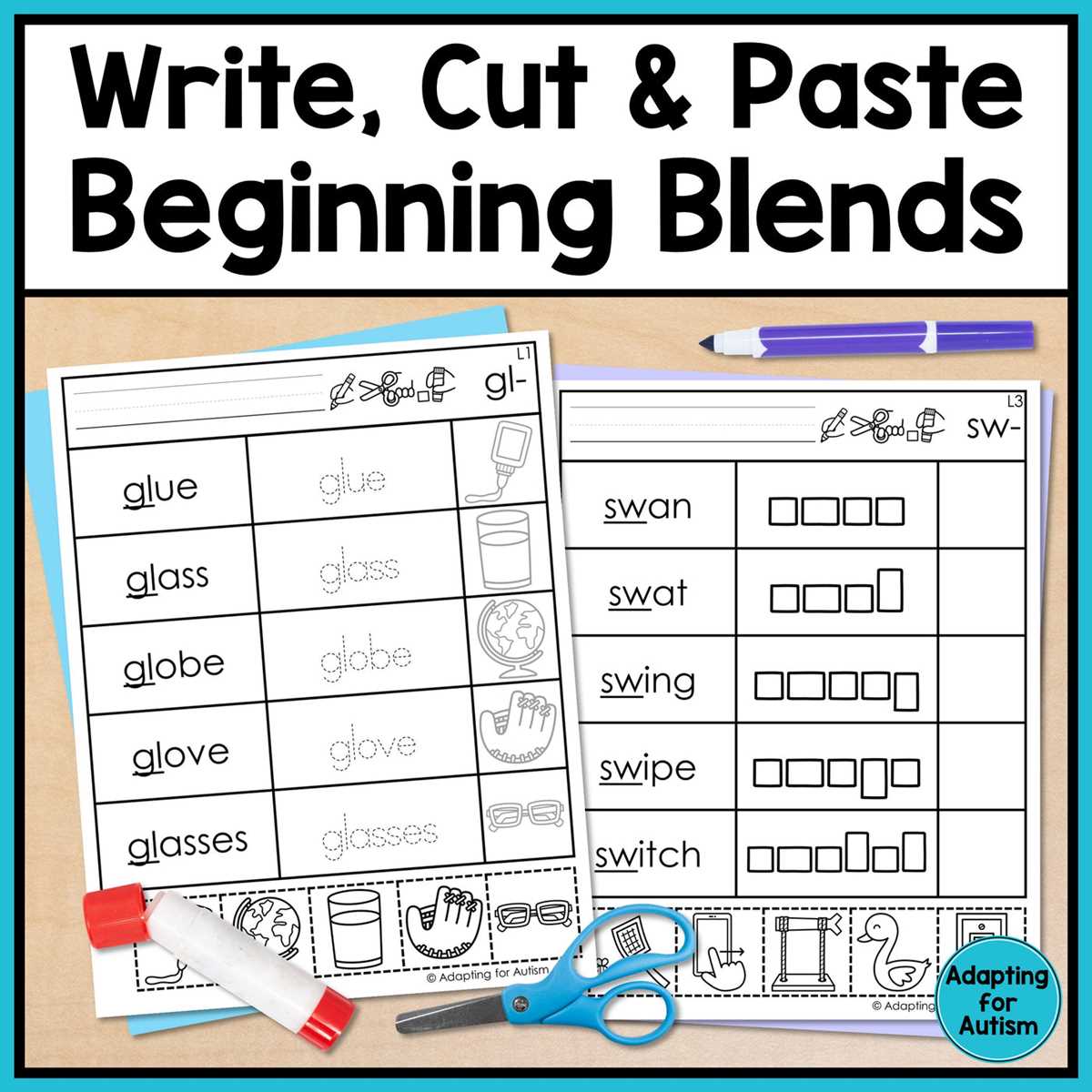 a blends worksheets