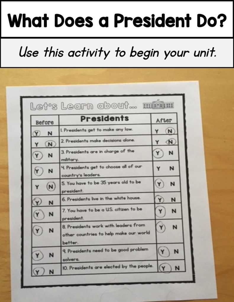 a day in the life of the president worksheet