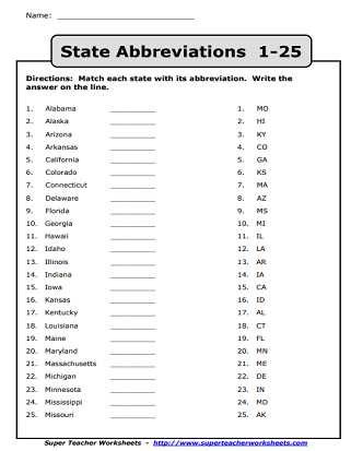 abbreviations worksheets for grade 3