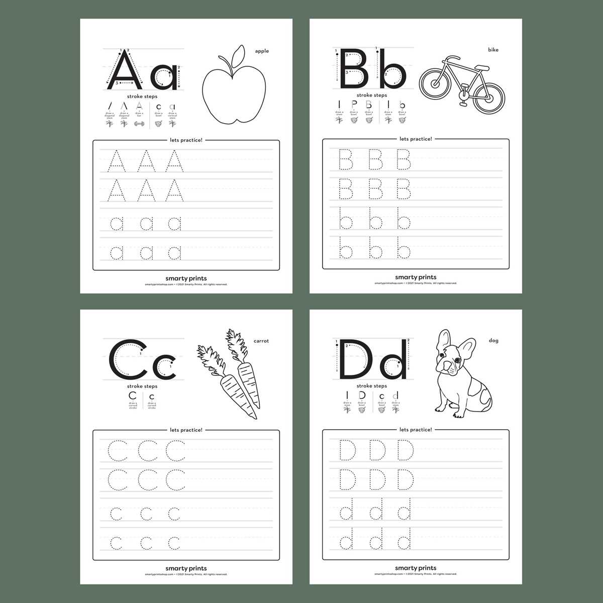 abcd writing practice worksheets