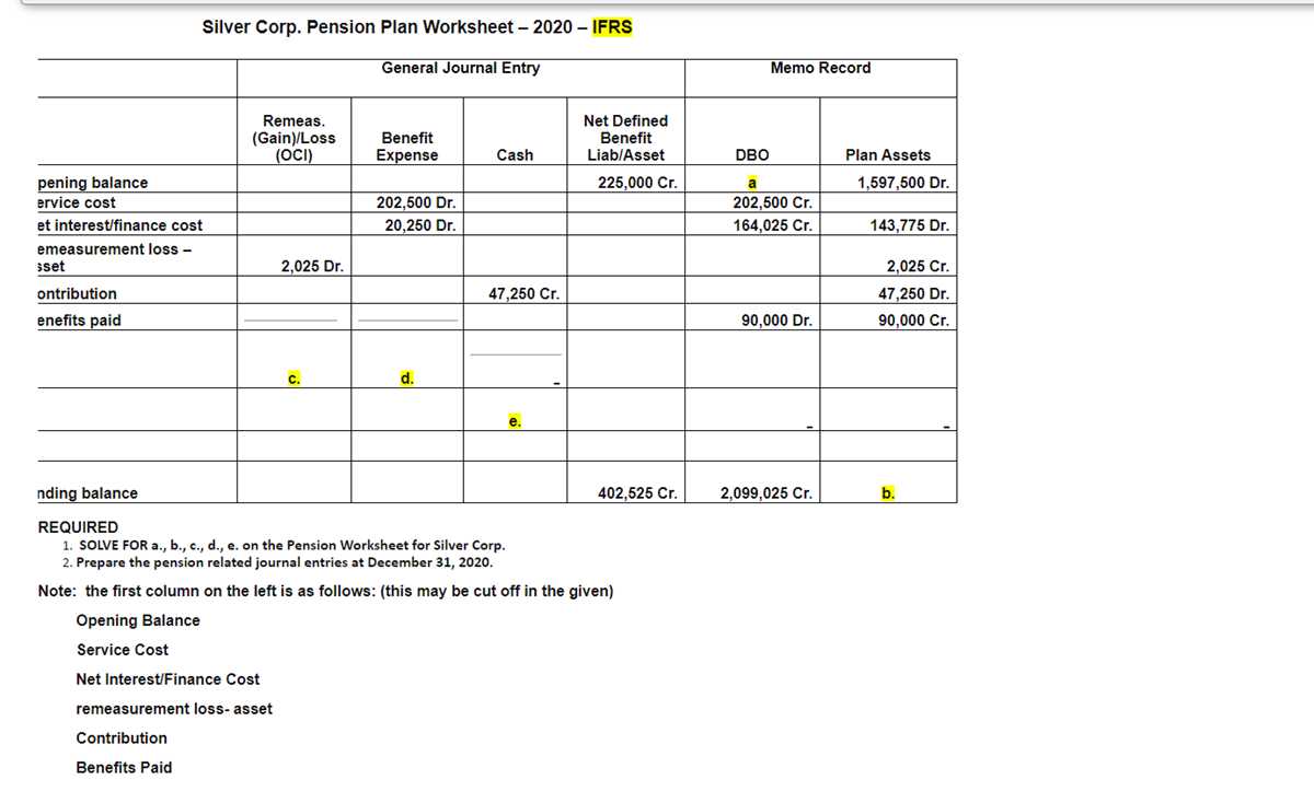 accounting pension worksheet