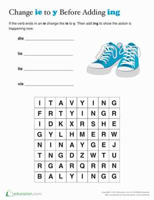 action words with ing worksheet