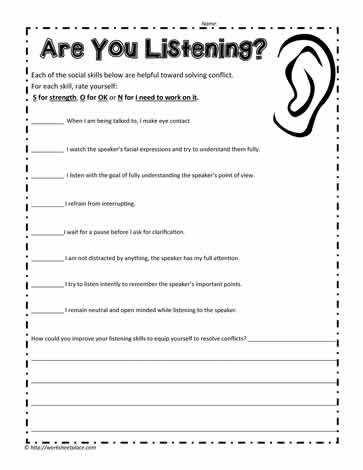 active listening skills worksheet active listening skills worksheet