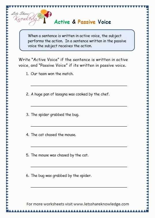 active voice passive voice worksheet