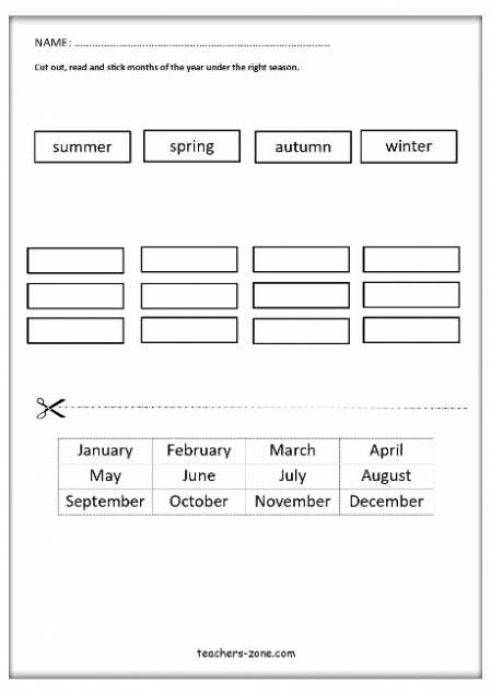 activities months of the year worksheet