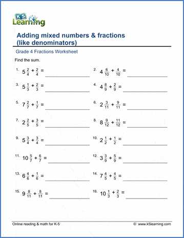 add and subtract fractions with like denominators worksheets