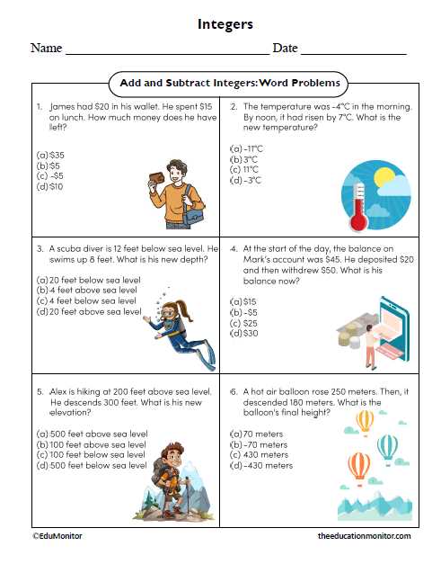 add integers worksheet