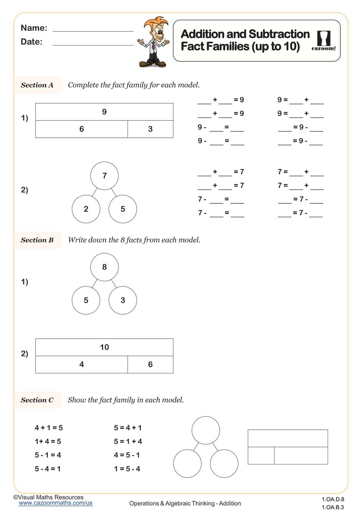 adding and subtracting 1st grade worksheets
