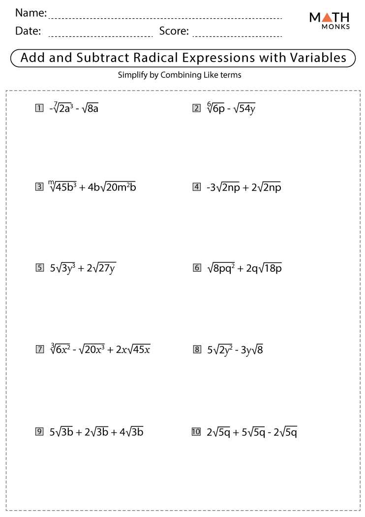 adding and subtracting expressions worksheet