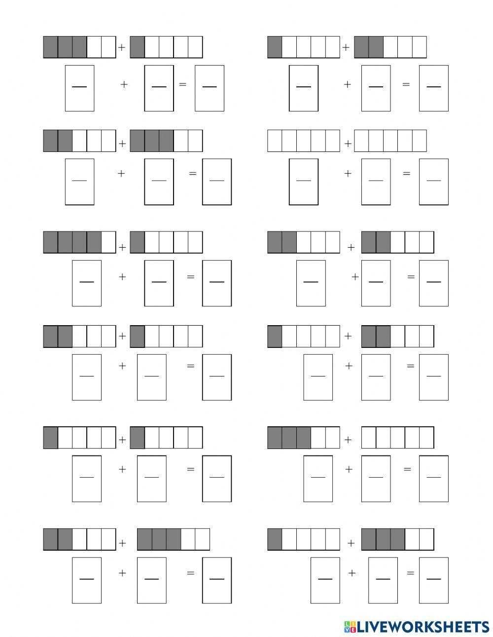 adding and subtracting fractions with like denominators worksheets