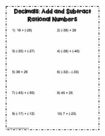 adding and subtracting rational numbers worksheets adding and subtracting rational numbers worksheets