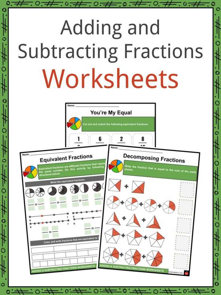 adding fractions with unlike denominators using area models worksheets
