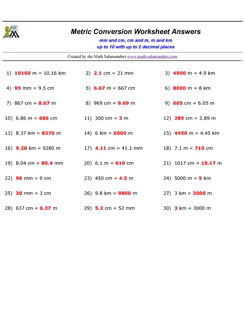 adding metric units worksheet