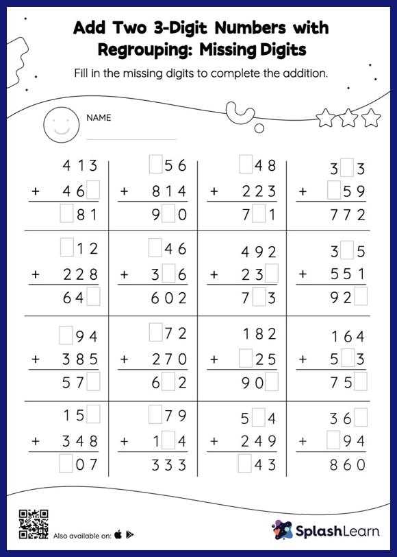 adding with carrying worksheet