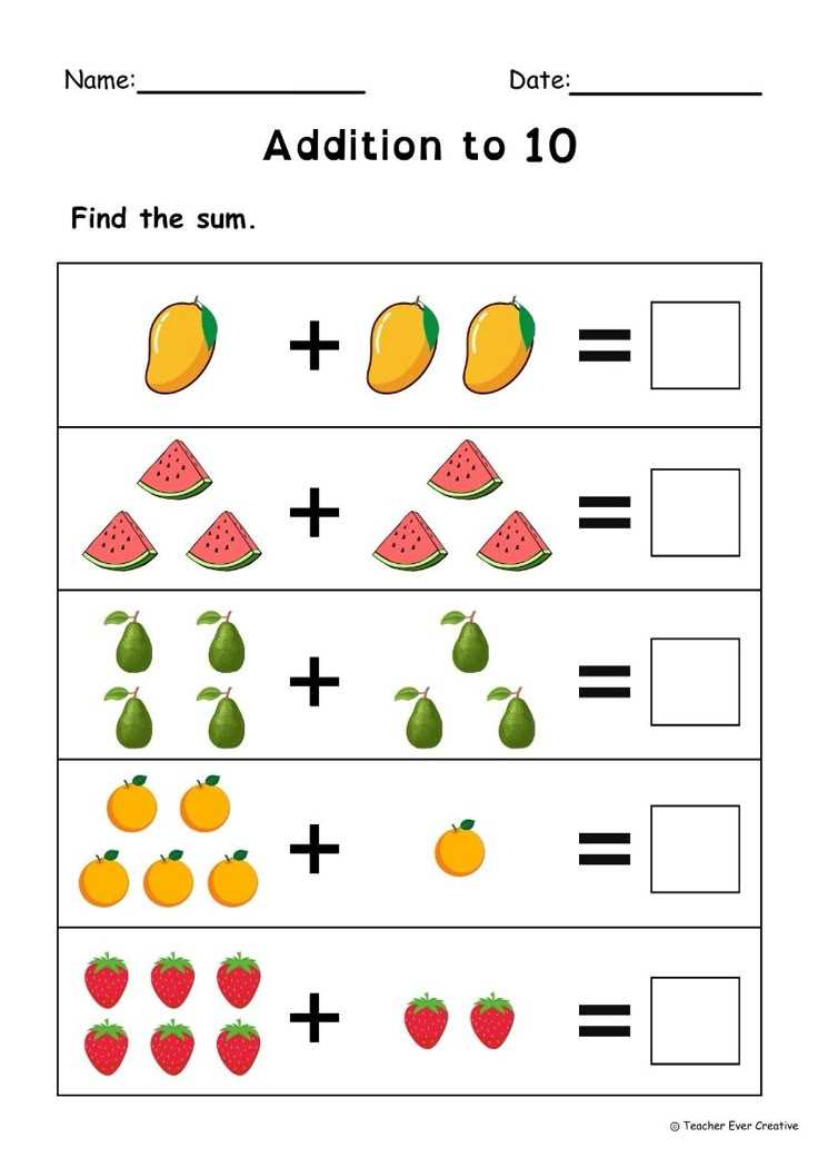addition 1 10 worksheet