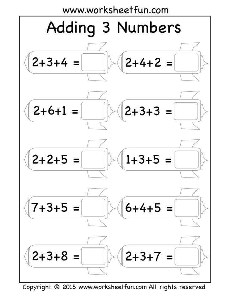 addition 3 digits worksheets