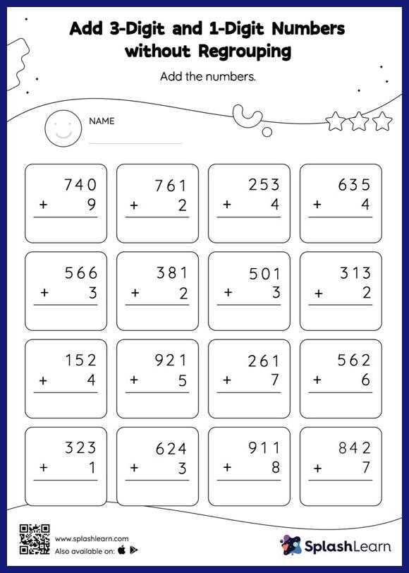 addition 3 digits worksheets