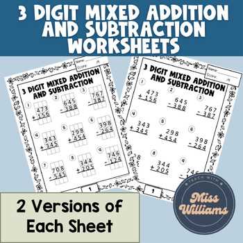 addition 3 digits worksheets