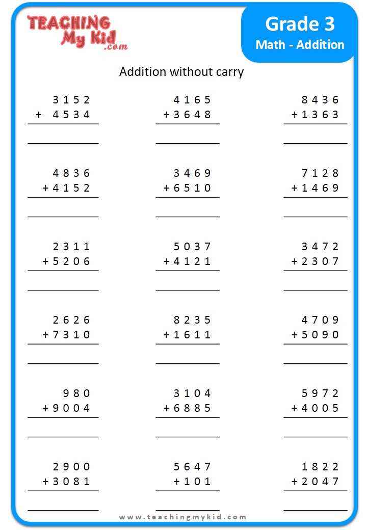 addition and subtraction worksheet for grade 3