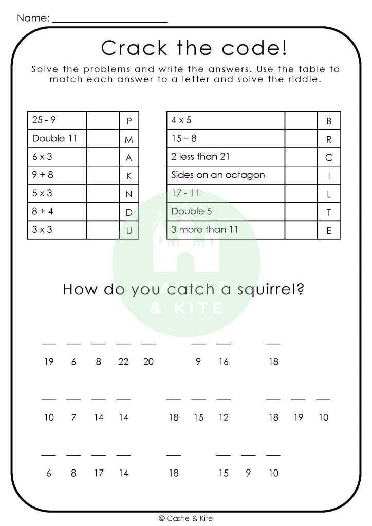 addition code breaker worksheet