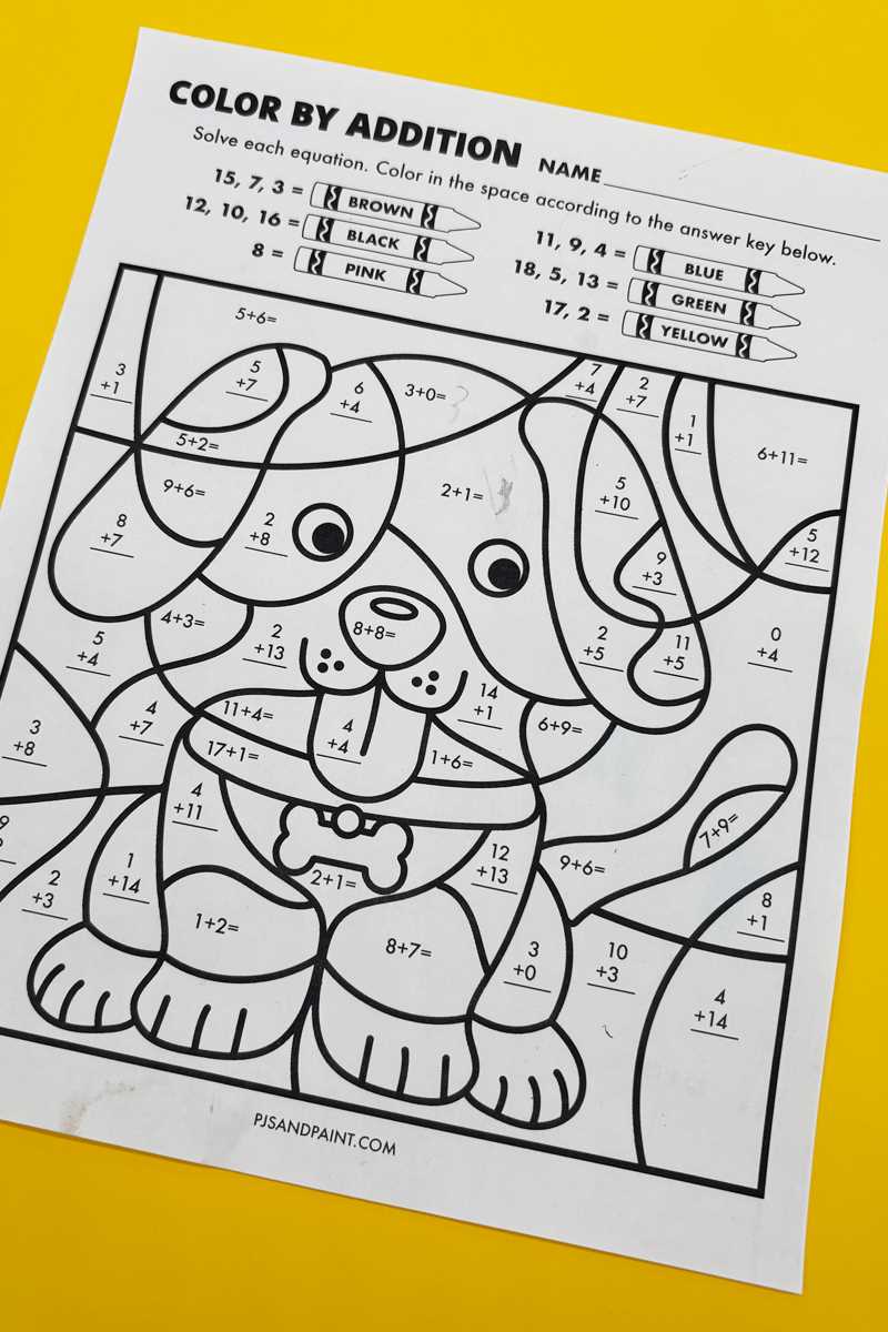 addition color by number worksheet