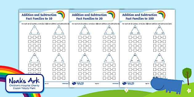 addition fact families worksheets free