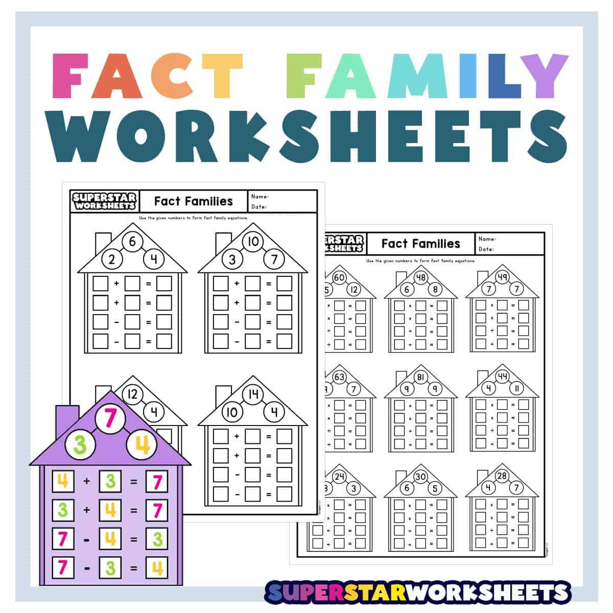 addition fact families worksheets free